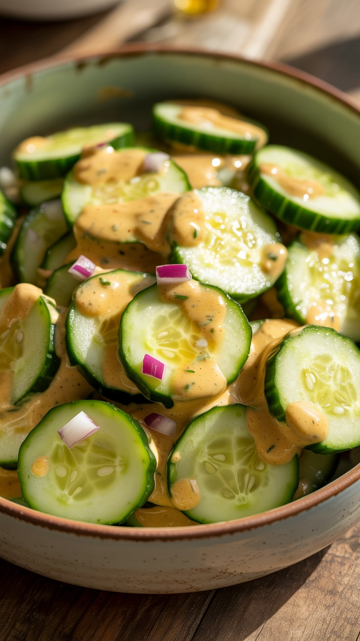 German style mustard and sour cream cucumber salad.