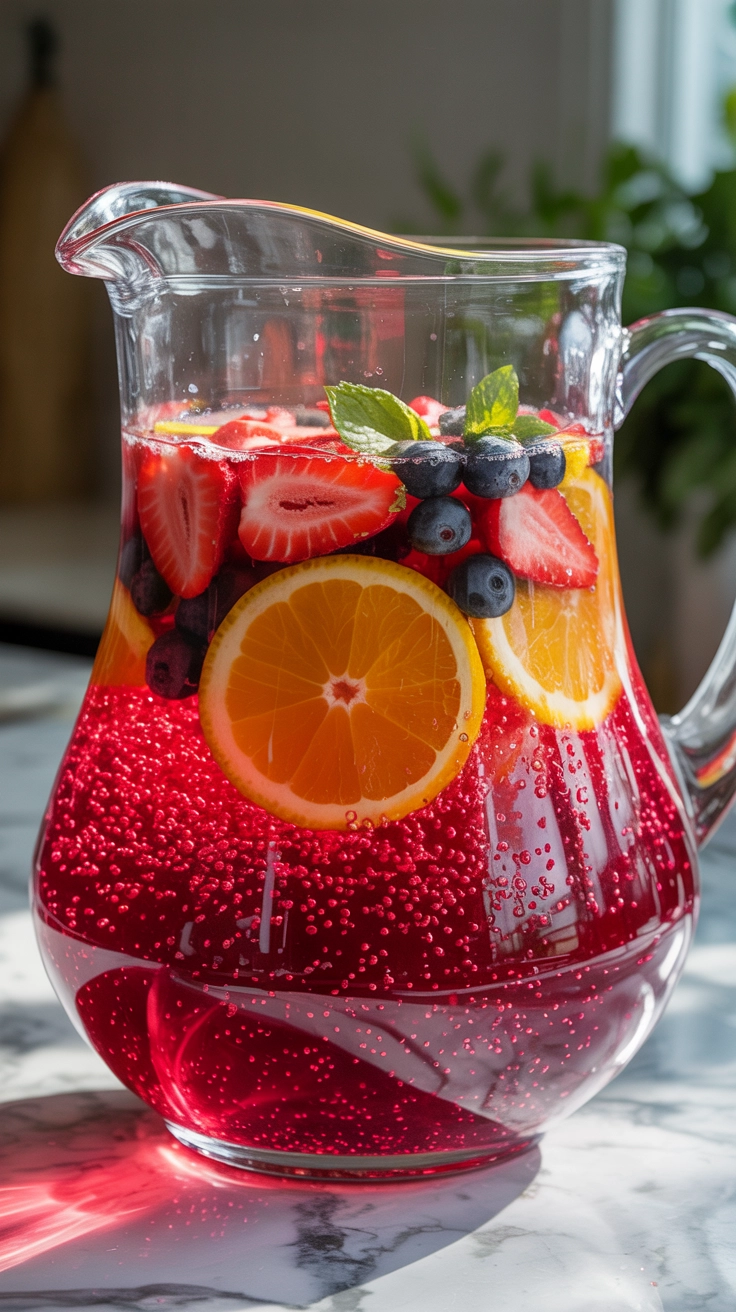 Sparkling berry and fruit punch for brunch.