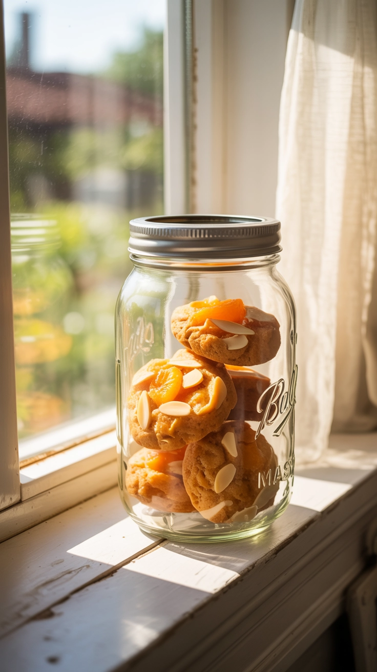 Orange-colored apricot and almond energy bites.