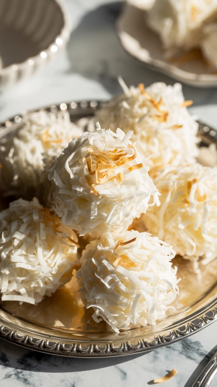 A pile of coconut and white chocolate haystack cookies.