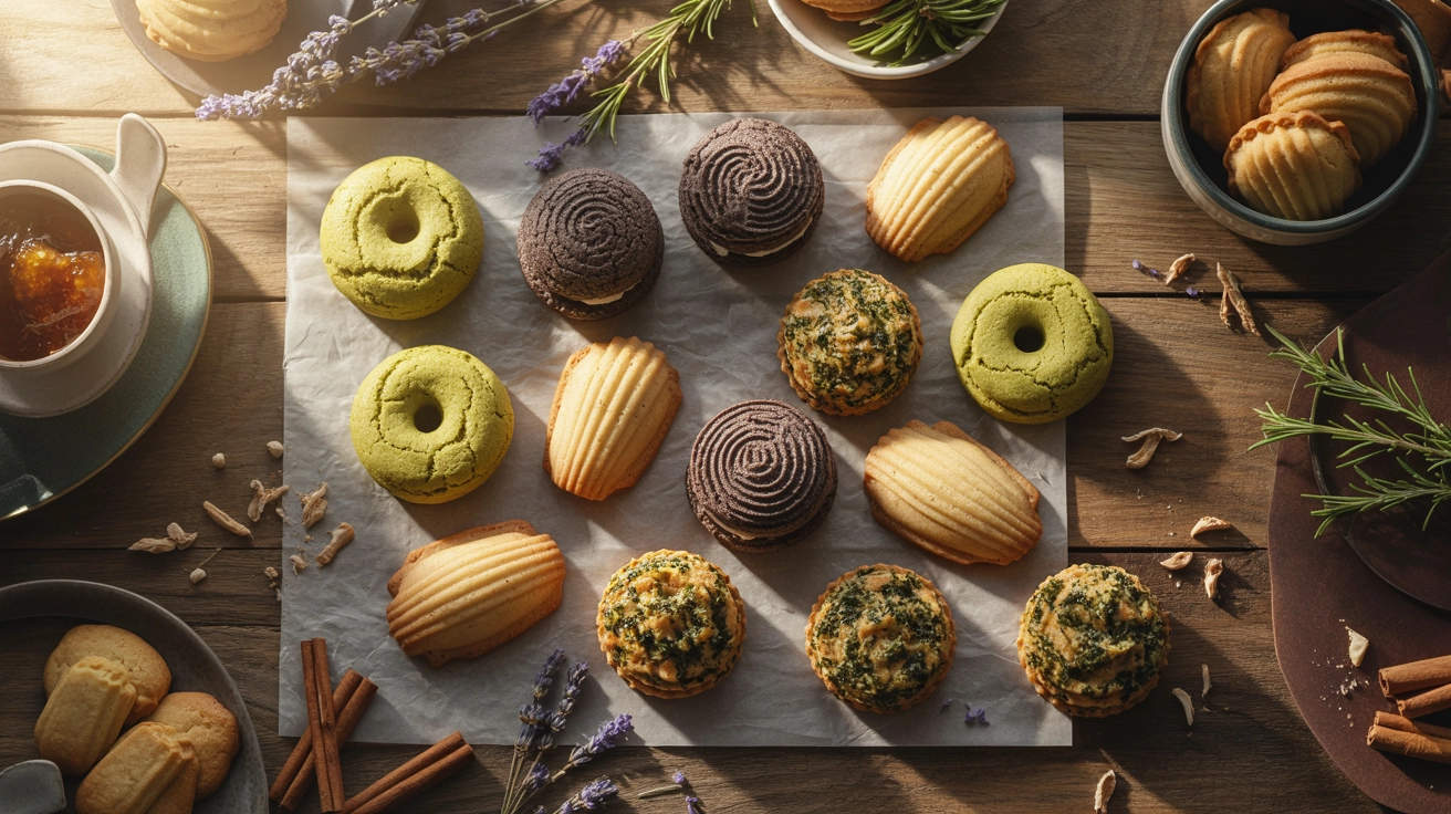 13 Irresistible Cookie Recipes You’ve Never Tried Before 1 A diverse variety of Irresistible Unique Cookie Recipes arranged on a rustic wooden table with baking ingredients.