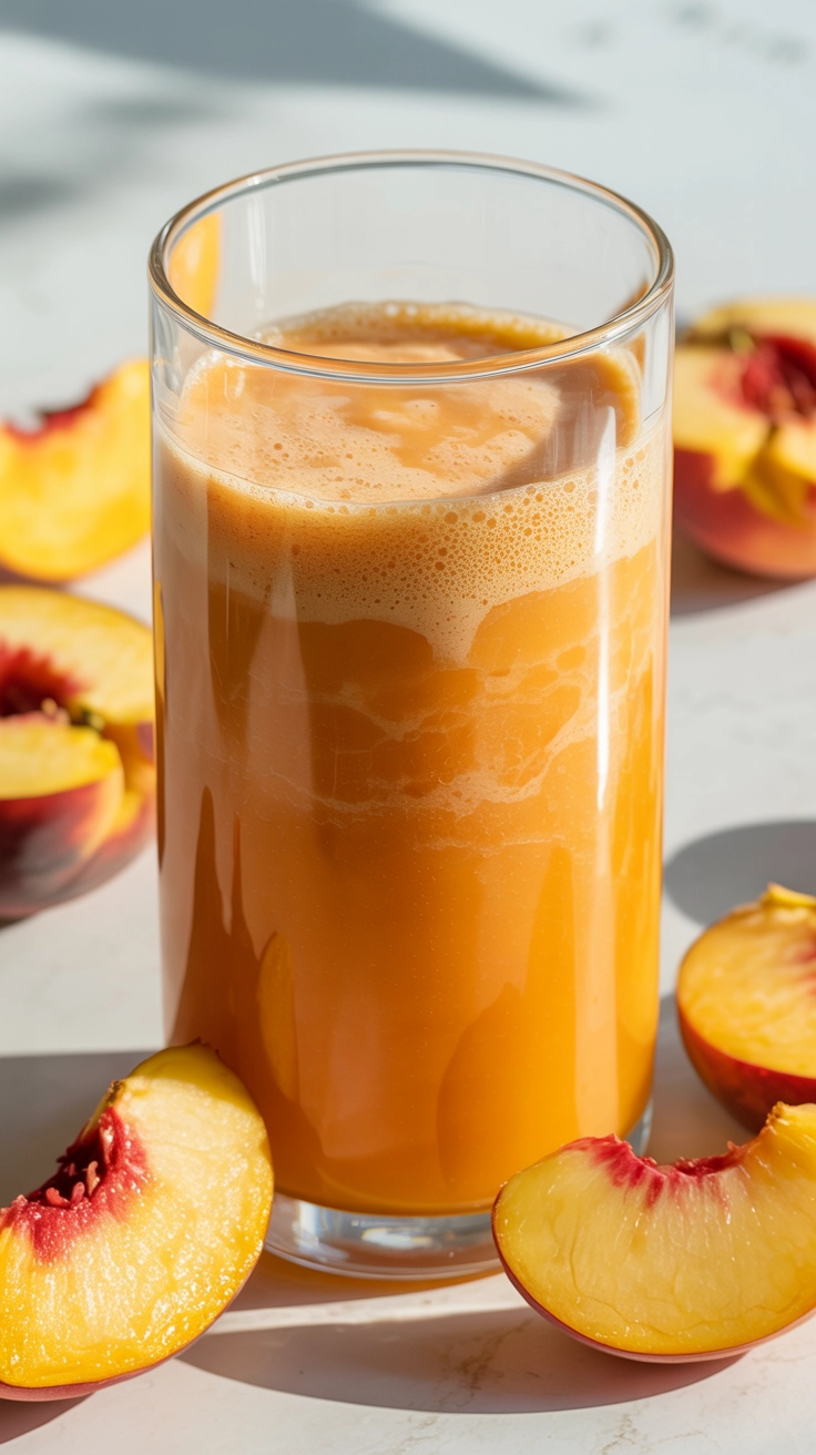 A peach and mango protein smoothie for post-workout.