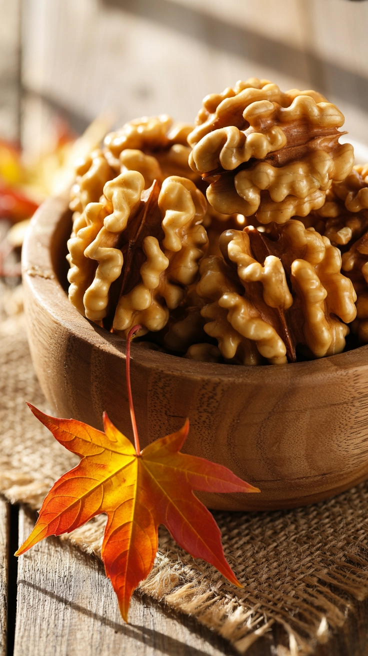 Maple and walnut oat clusters in a bowl.