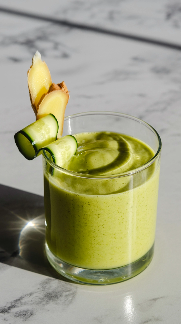A light and refreshing ginger mango detox smoothie.