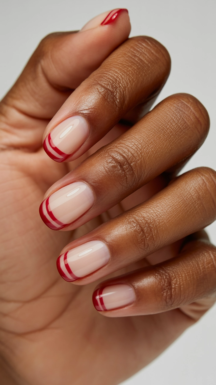 21 Double French Tip Nail Designs That Look So Trendy 14 Vibrant cherry red double border French tips.