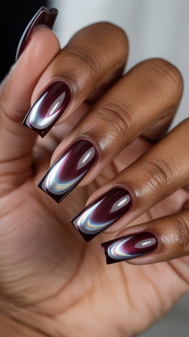 21 Double French Tip Nail Designs That Look So Trendy 22 Magnetic velvet cat-eye double French tips.