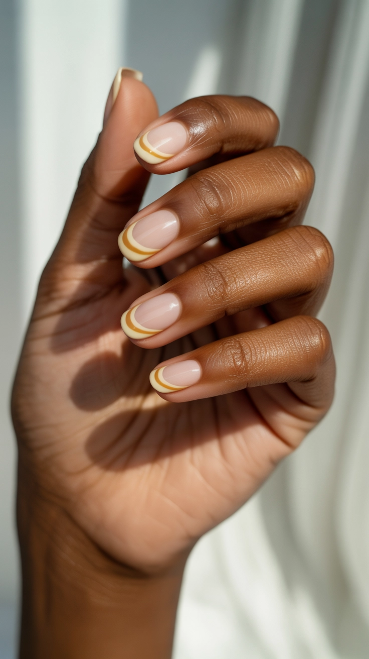 21 Double French Tip Nail Designs That Look So Trendy 6 colored double French tips on natural nails