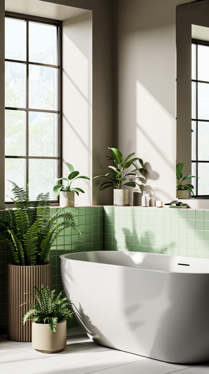 How to Decorate a Bathroom With Plants Without Making It Feel Cluttered 3 modern bathroom greenery decor with minimalist planters