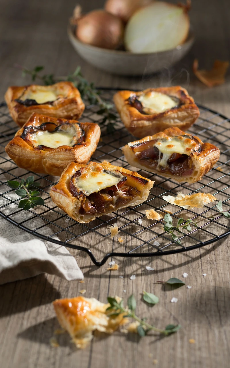 10 Thanksgiving Appetizers to Start Planning Early 8 Mini puff pastry tartlets filled with caramelized onions and gruyere cheese.