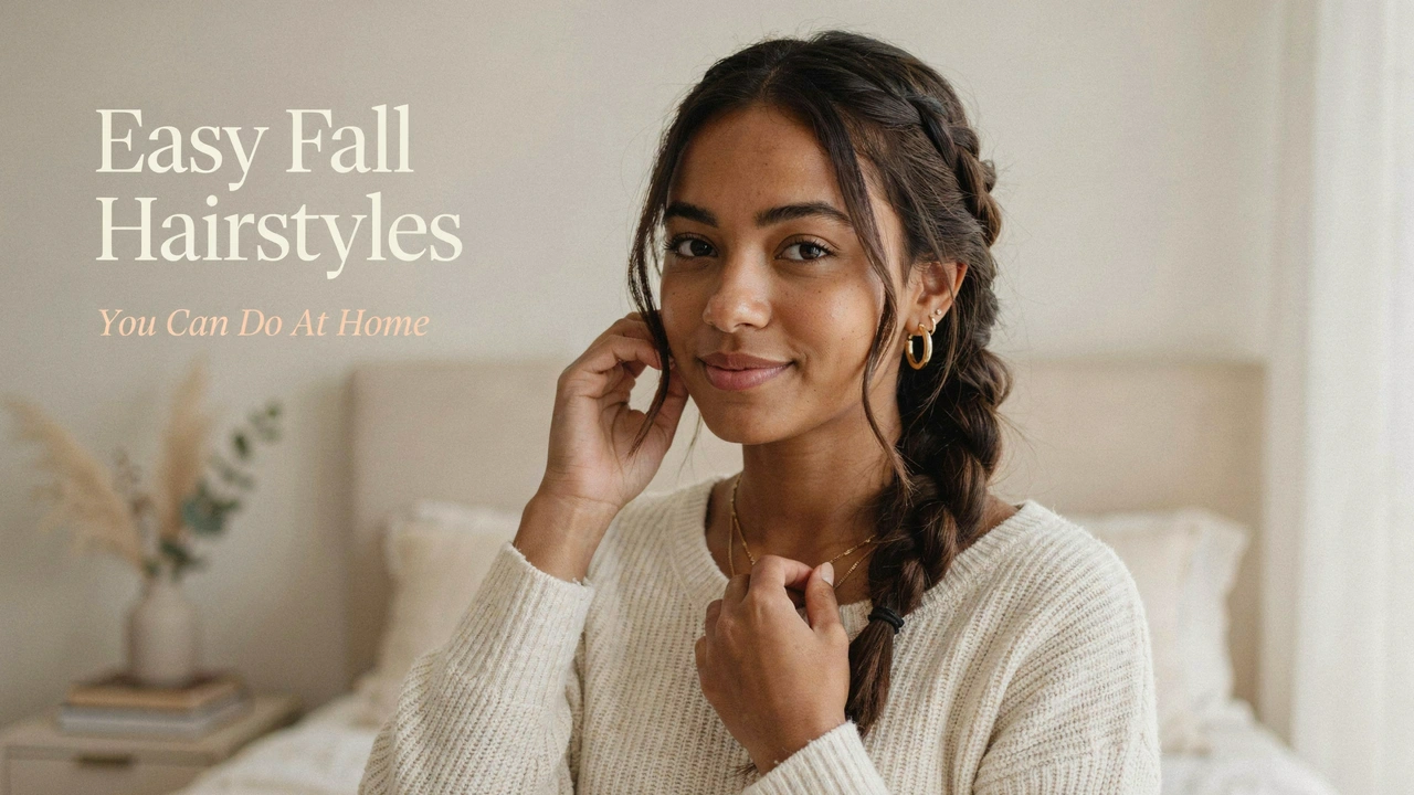 9 Easy Fall Hairstyles You Can Do at Home 1 Woman with a braided hairstyle featuring easy fall hairstyles