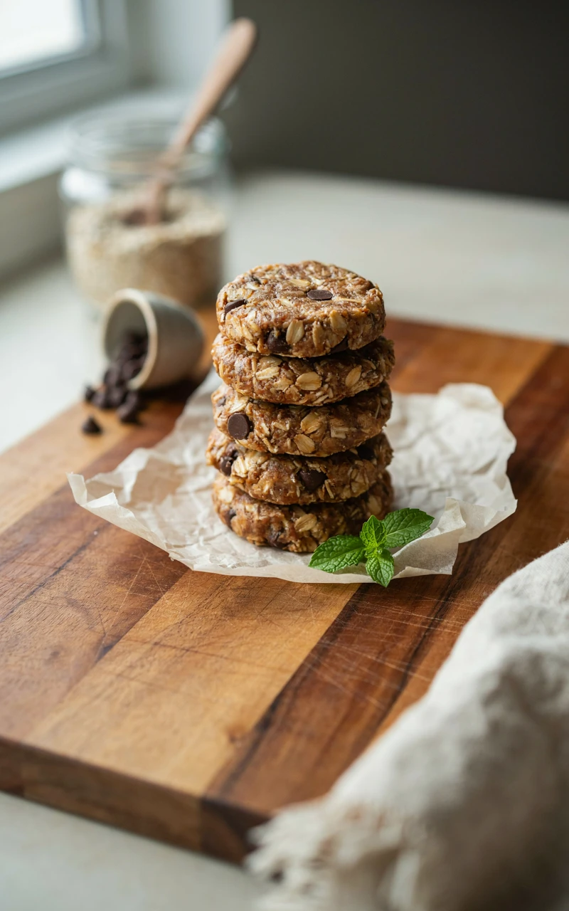 13 Delicious Snack Recipes to Make at Home 3 Round peanut butter and oat energy bites with chocolate chips on parchment paper.