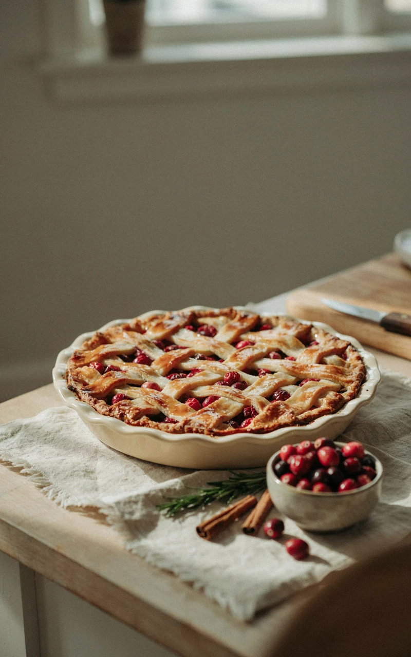 12 Easy Apple Pie Ideas for Cozy Fall Baking Days 11 An apple cranberry pie with a woven lattice crust and red cranberries showing through the pastry